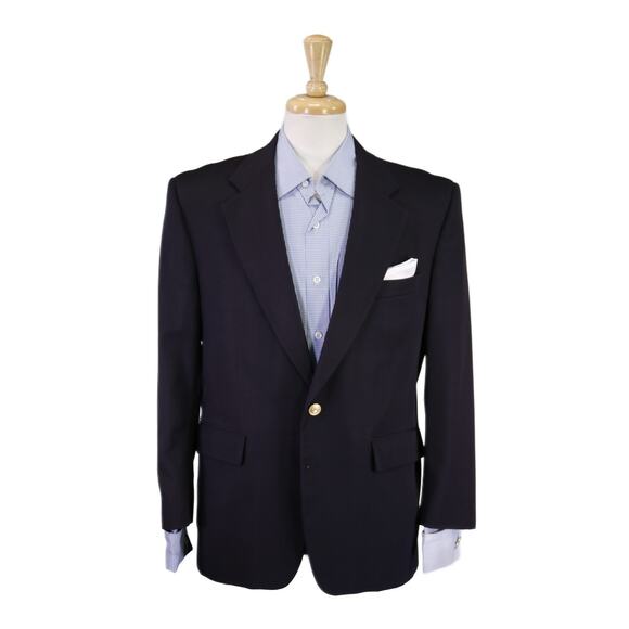 Aquascutum Navy Blue Gold Metal Button Blazer Jacket 40S
